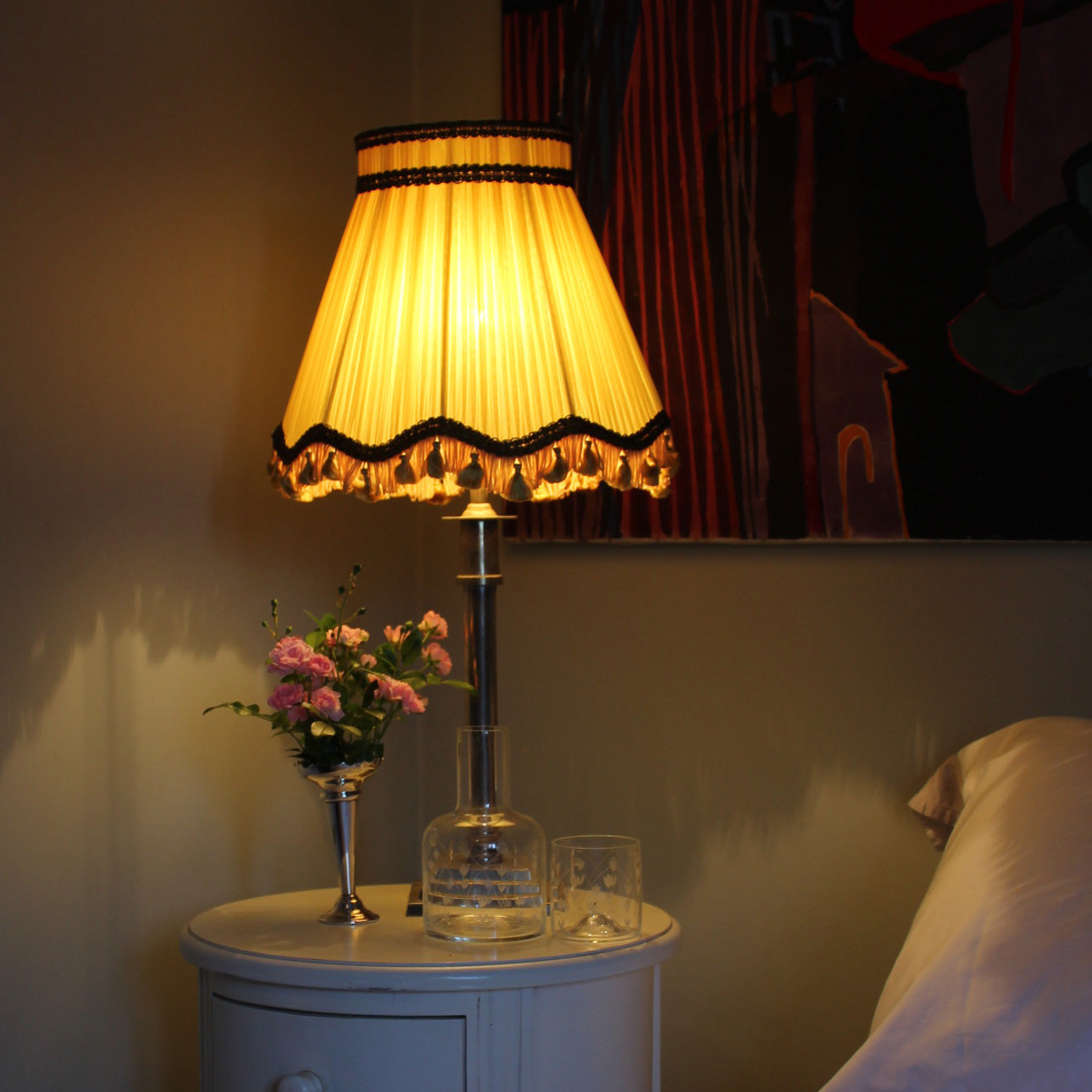 pair of vintage yellow lampshades