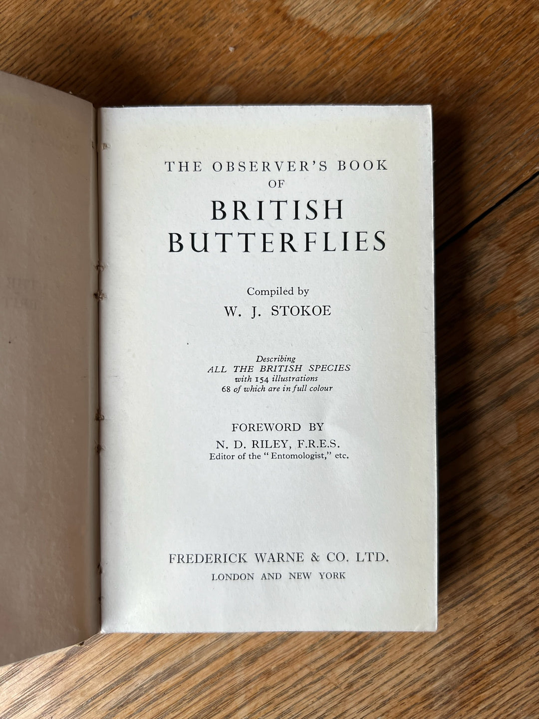 Observers Book of British Butterflies. W J Stokowski
