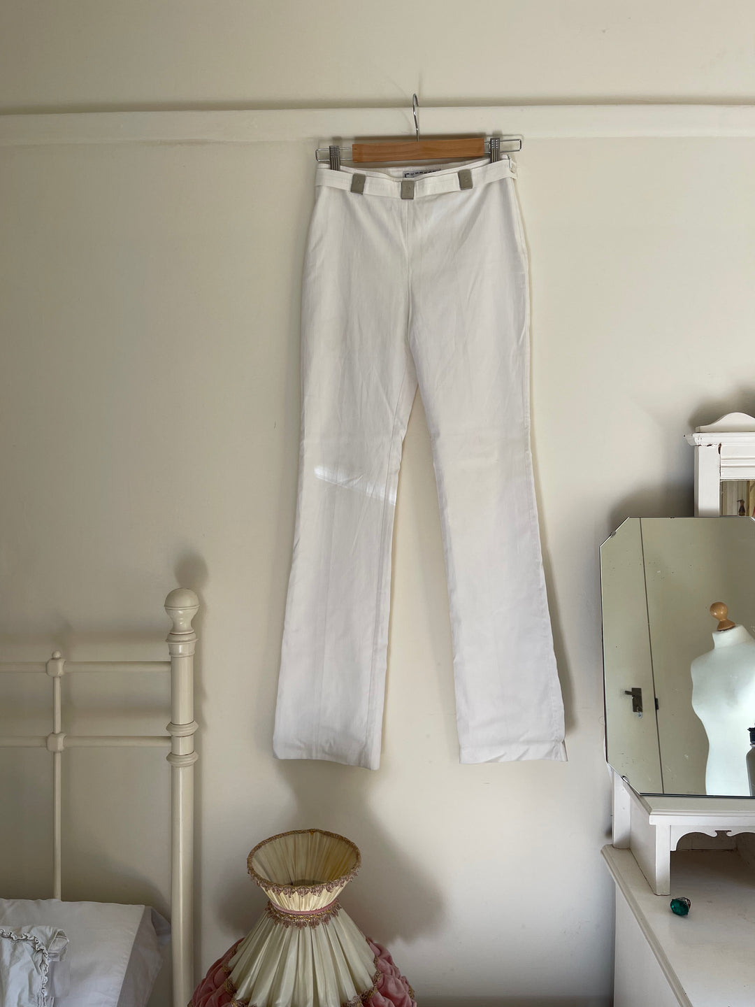 Vintage White Straight leg Trousers by Roccobarocco Jeans Italy