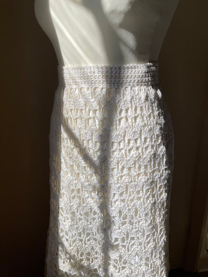 Vintage White Crochet Skirt by Sheryl Rawston