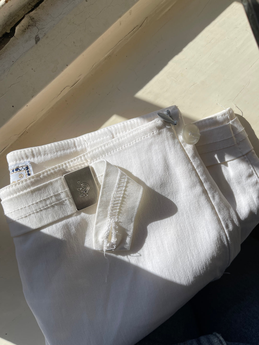 Vintage White Straight leg Trousers by Roccobarocco Jeans Italy