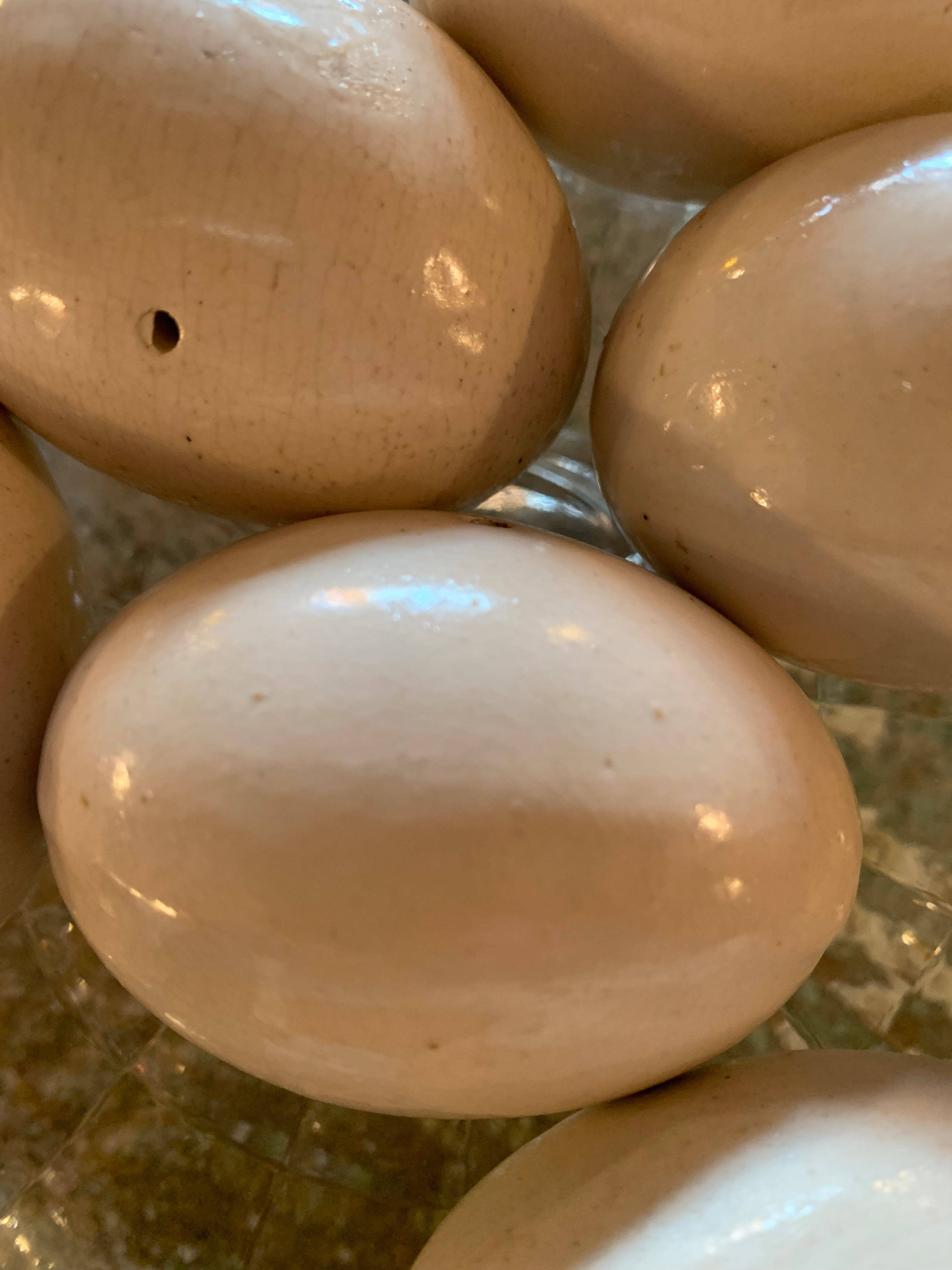 Antique Ceramic Eggs, Rare Set of Six.