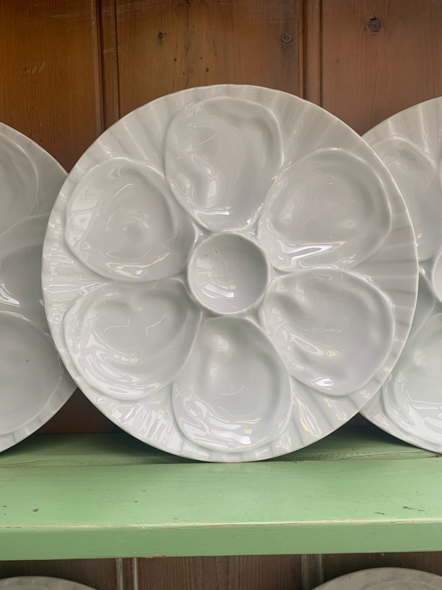 Five French Vintage Porcelain Oyster Plates