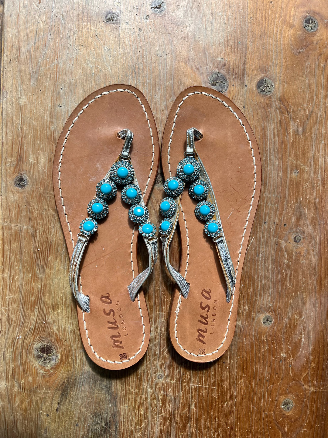 Embellished Strappy Silver Leather Musa Sandals
