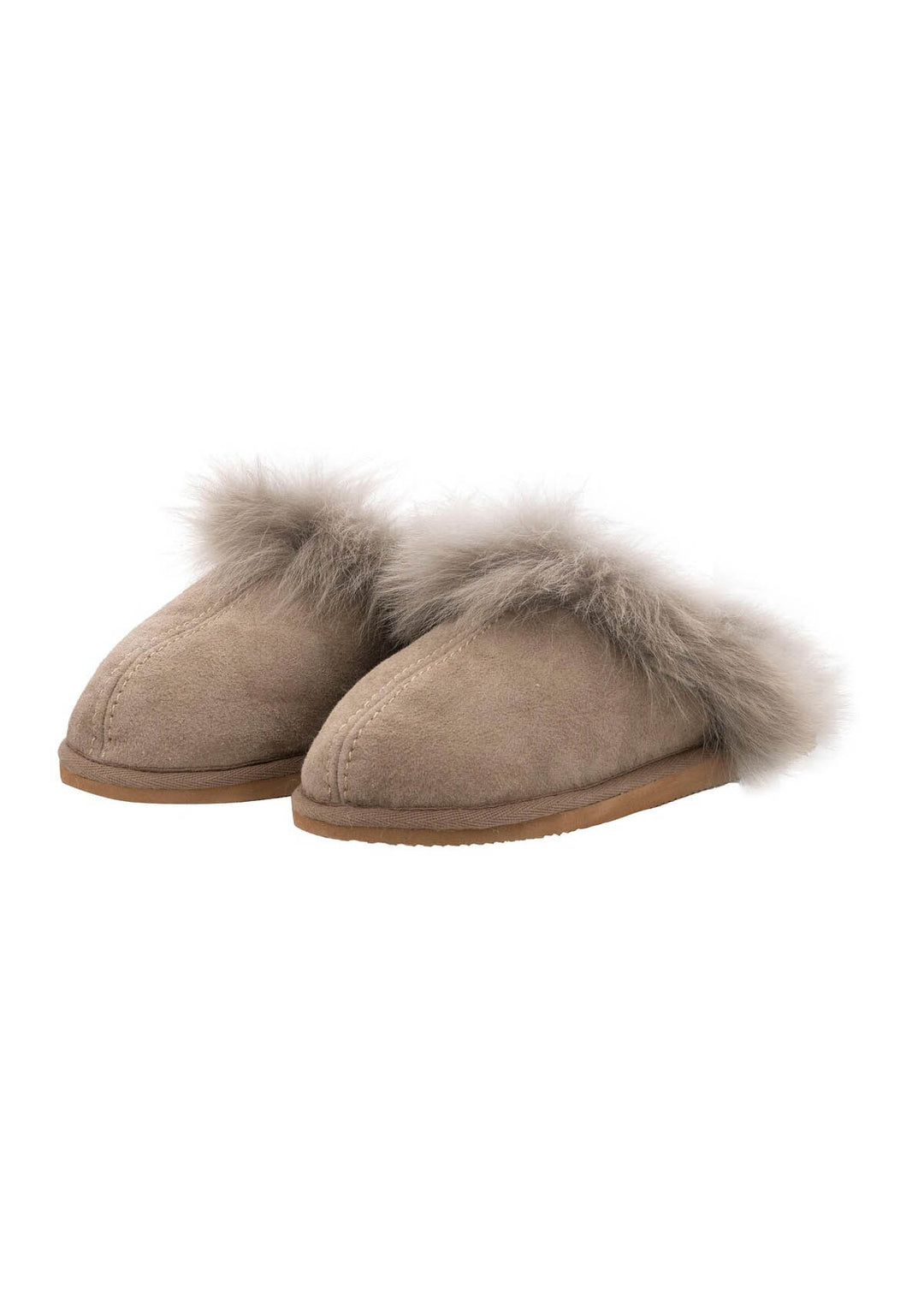 Evelina Sheepskin Slip On Slippers - Stone
