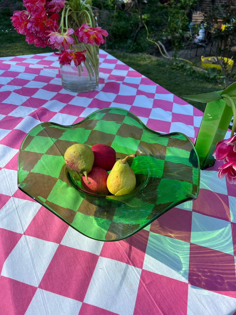 Pink Harlequin Indian Block Print Tablecloth