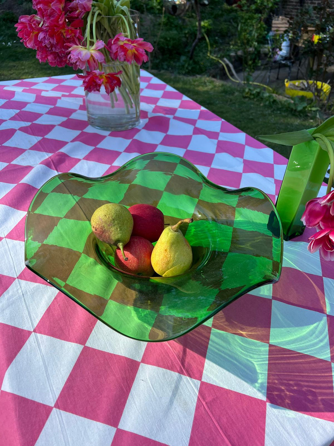 Pink Harlequin Indian Block Print Tablecloth