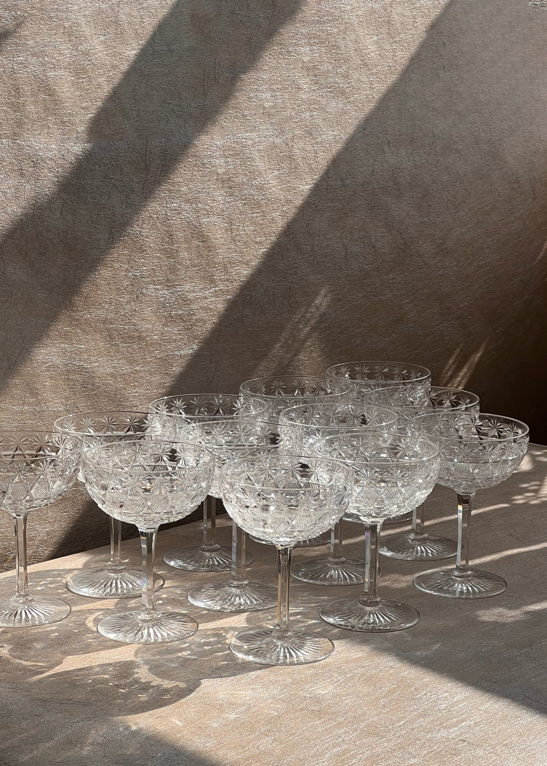 19th Century Cut Crystal Champagne Coupes Set of Twelve