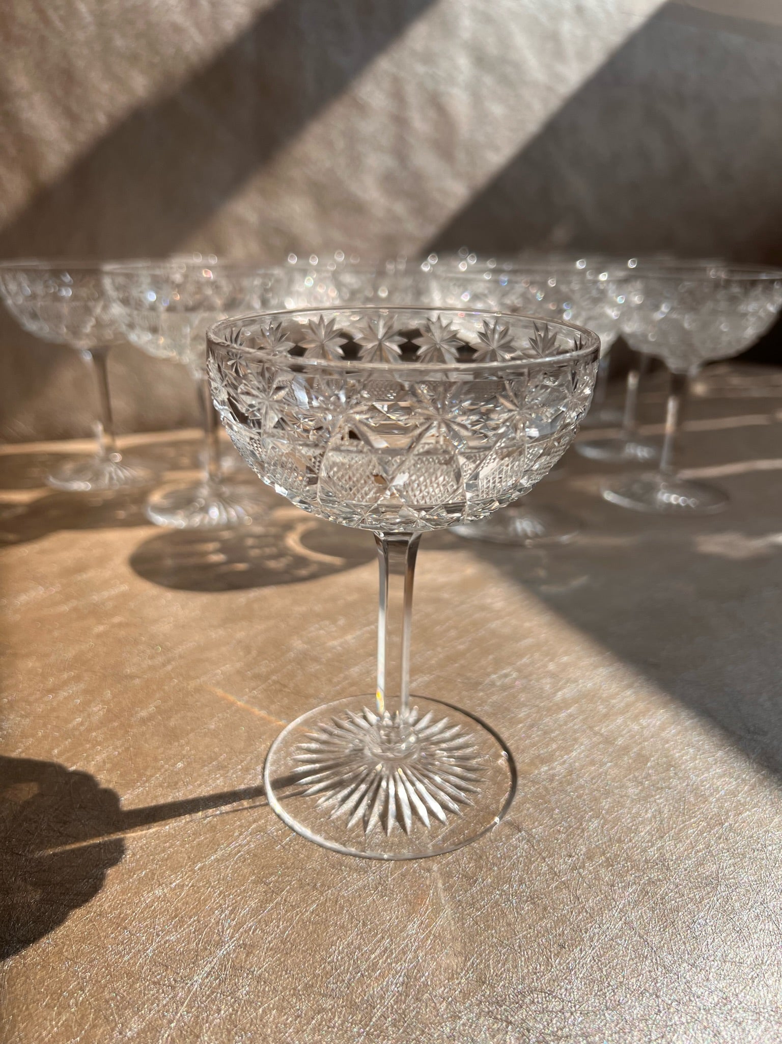 19th Century Cut Crystal Champagne Coupes Set of Twelve