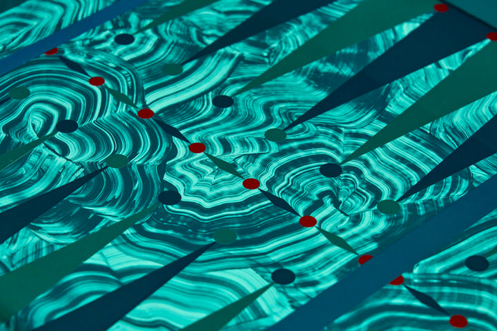 Hand Painted Malachite Backgammon Tray - Green