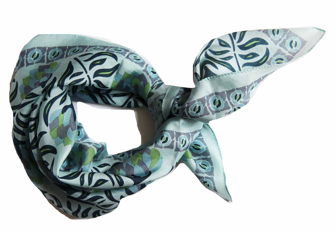 Mini Bergamote Silk Scarf - Green