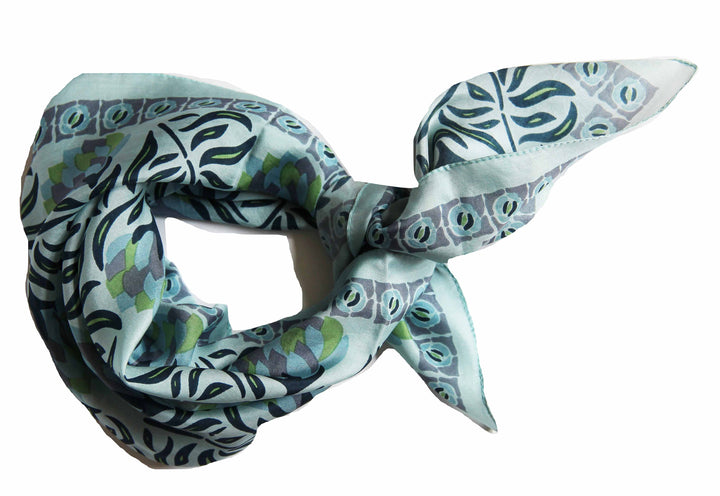 Mini Bergamote Silk Scarf - Green