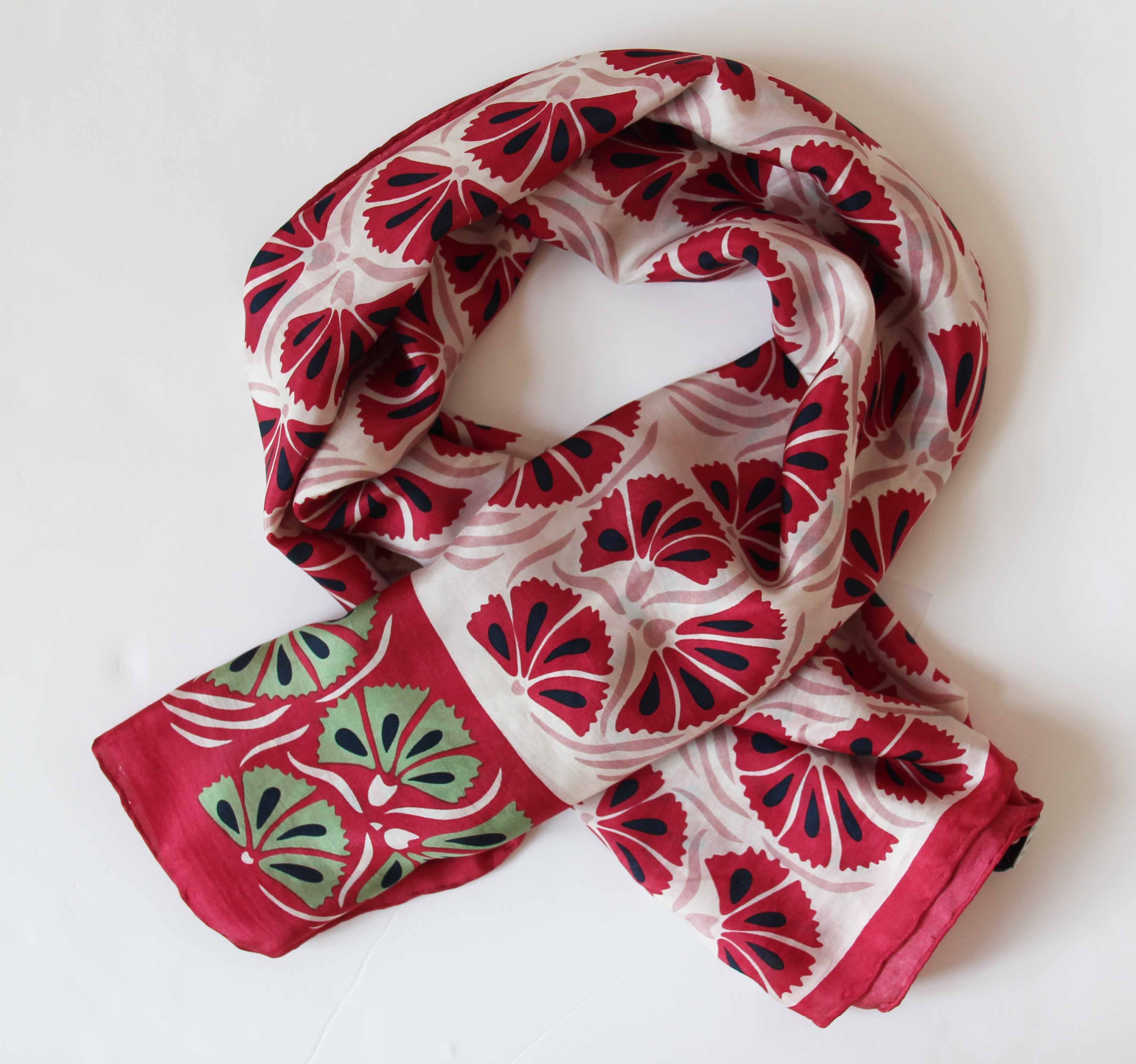 Cornflower Red Silk Square Scarf