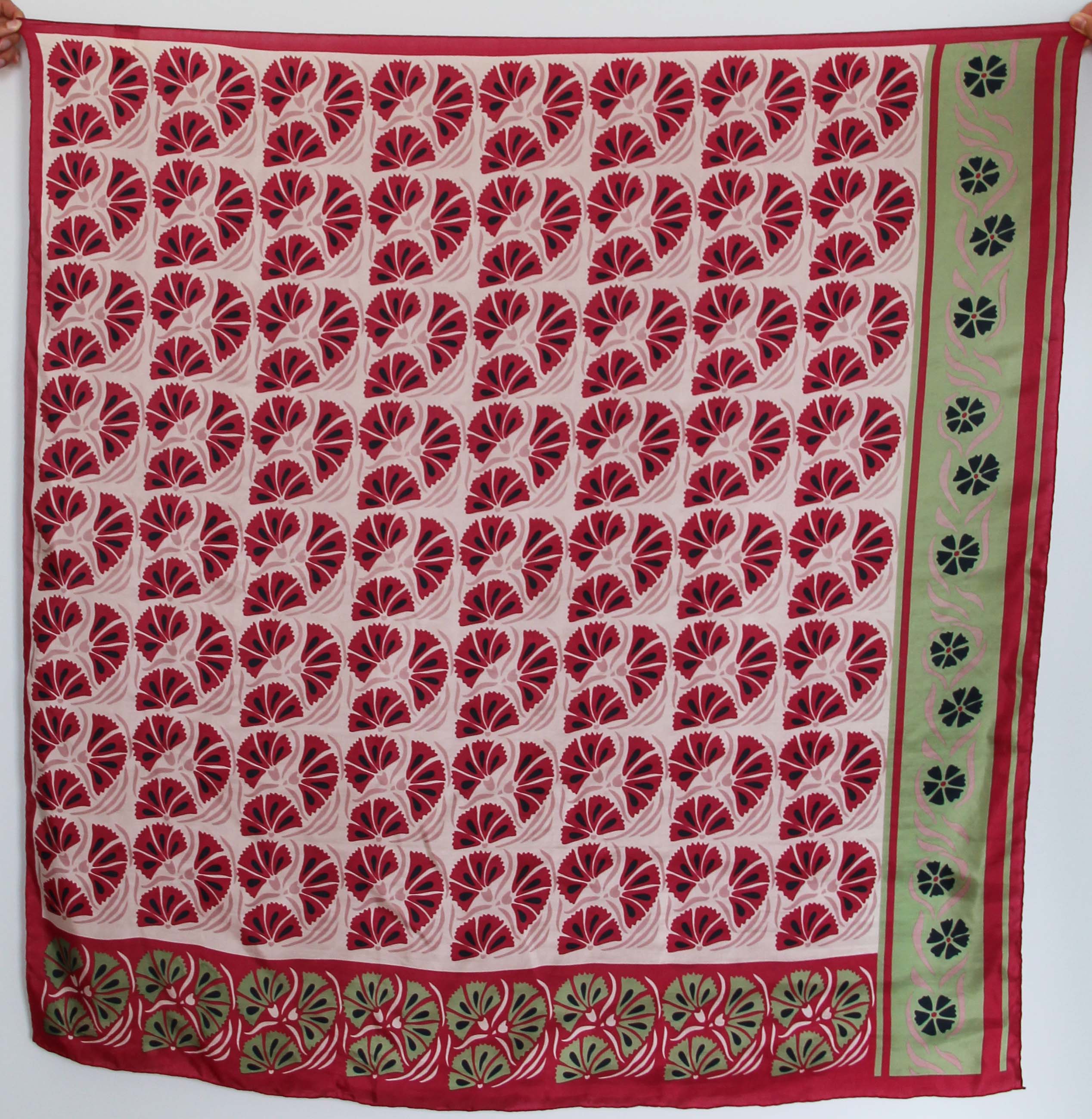 Cornflower Red Silk Square Scarf