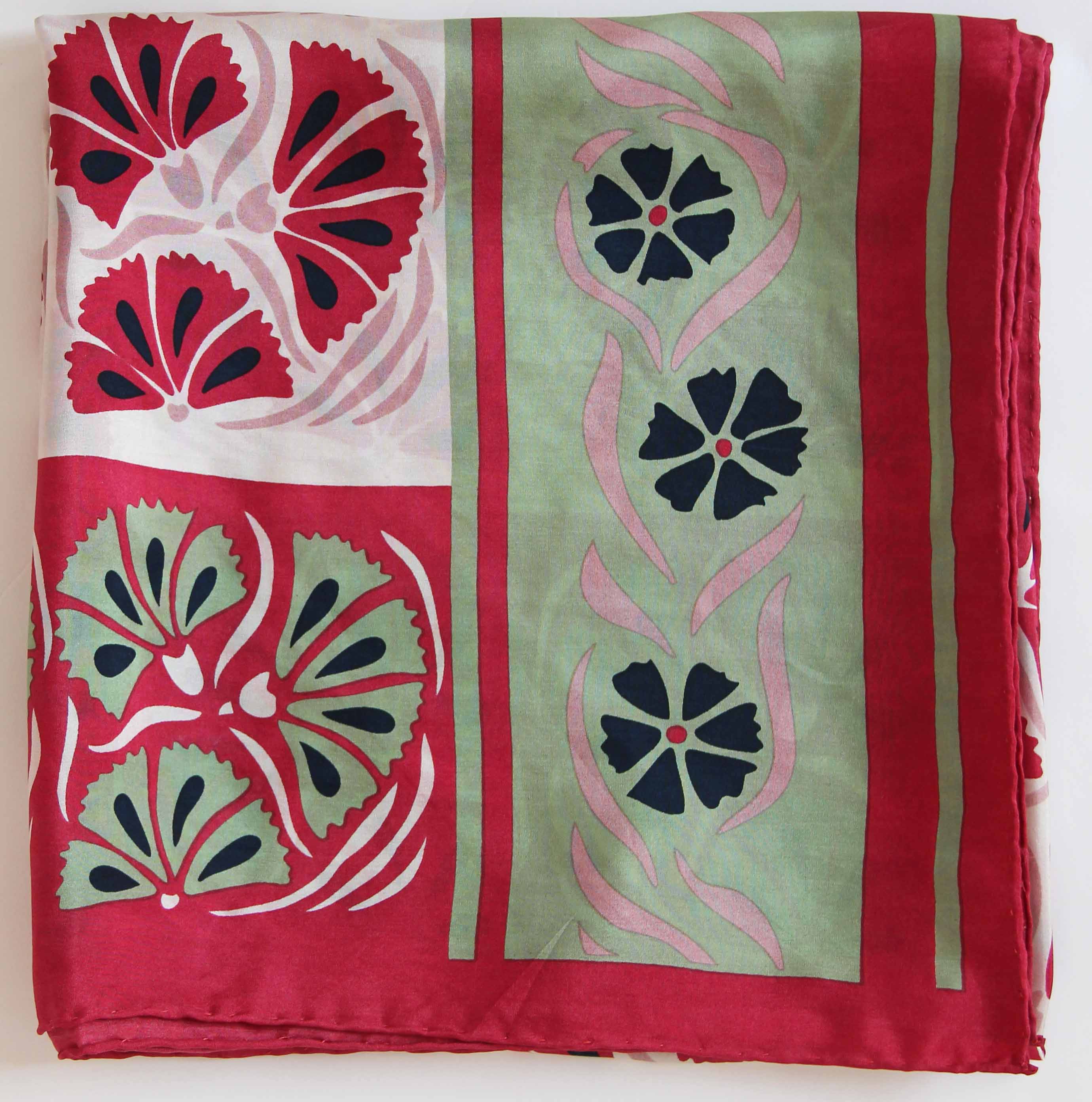 Cornflower Red Silk Square Scarf