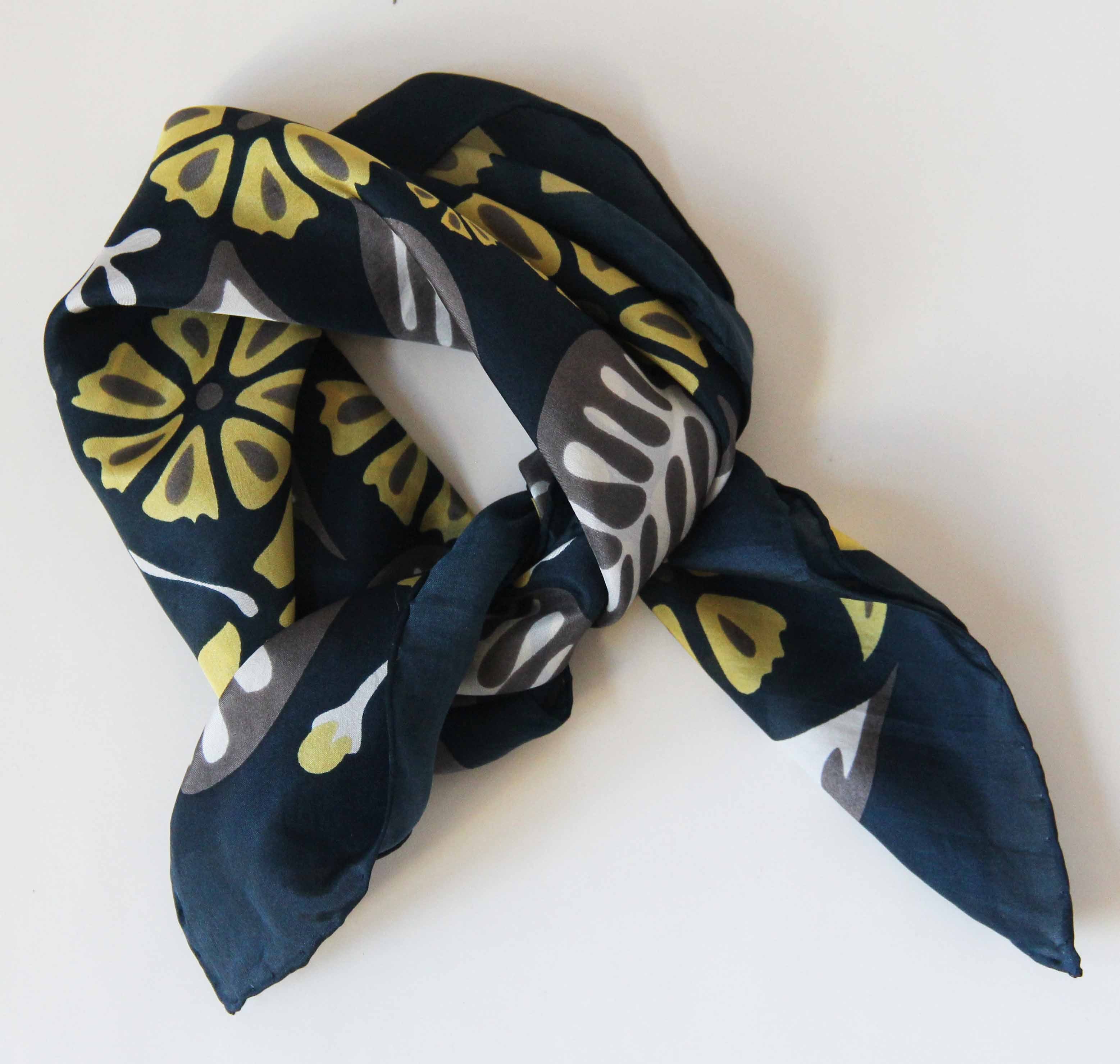 Mini Tahiti Marine Silk Scarf - Navy