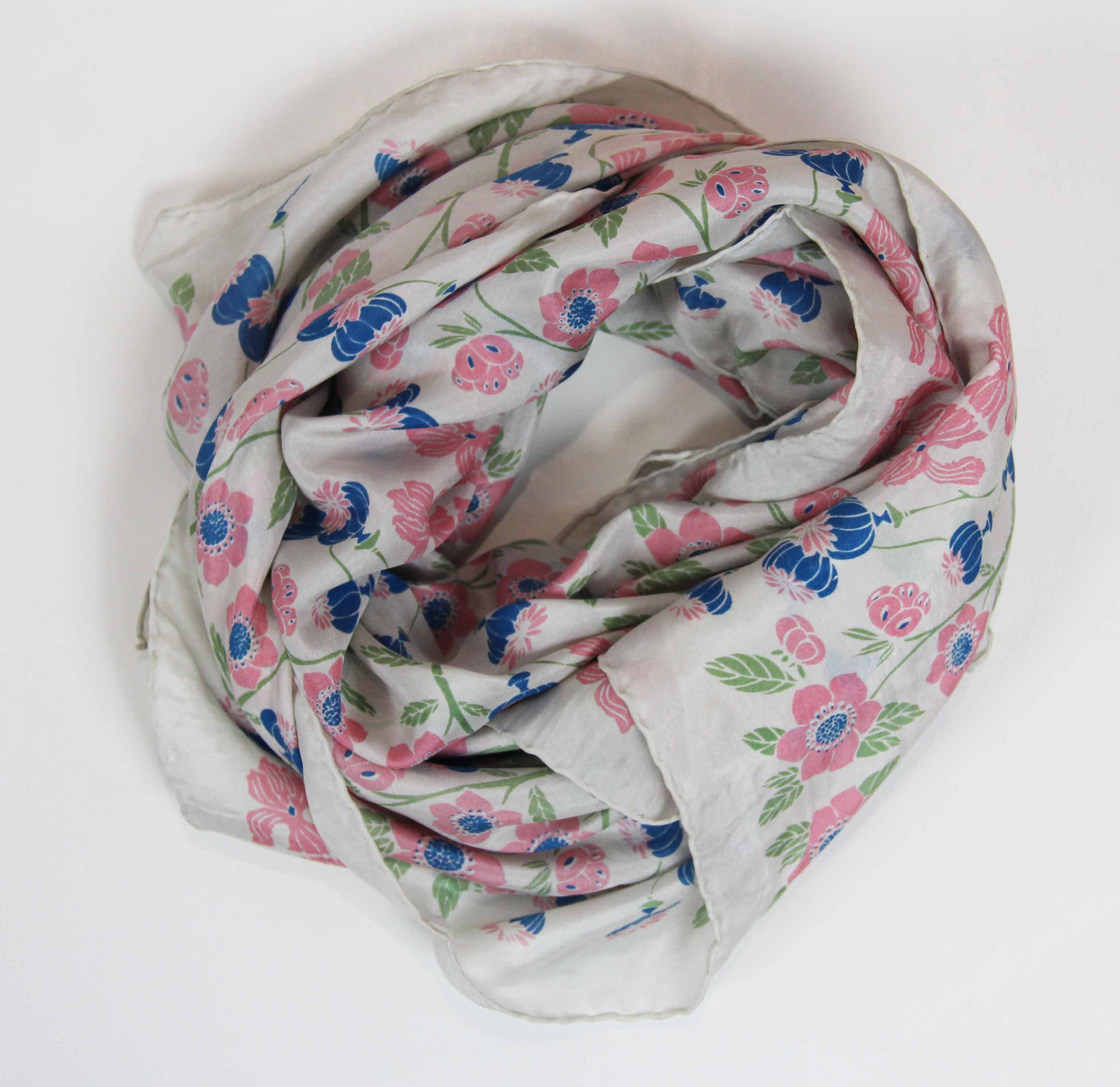 Pastel Flora Silk Square Scarf