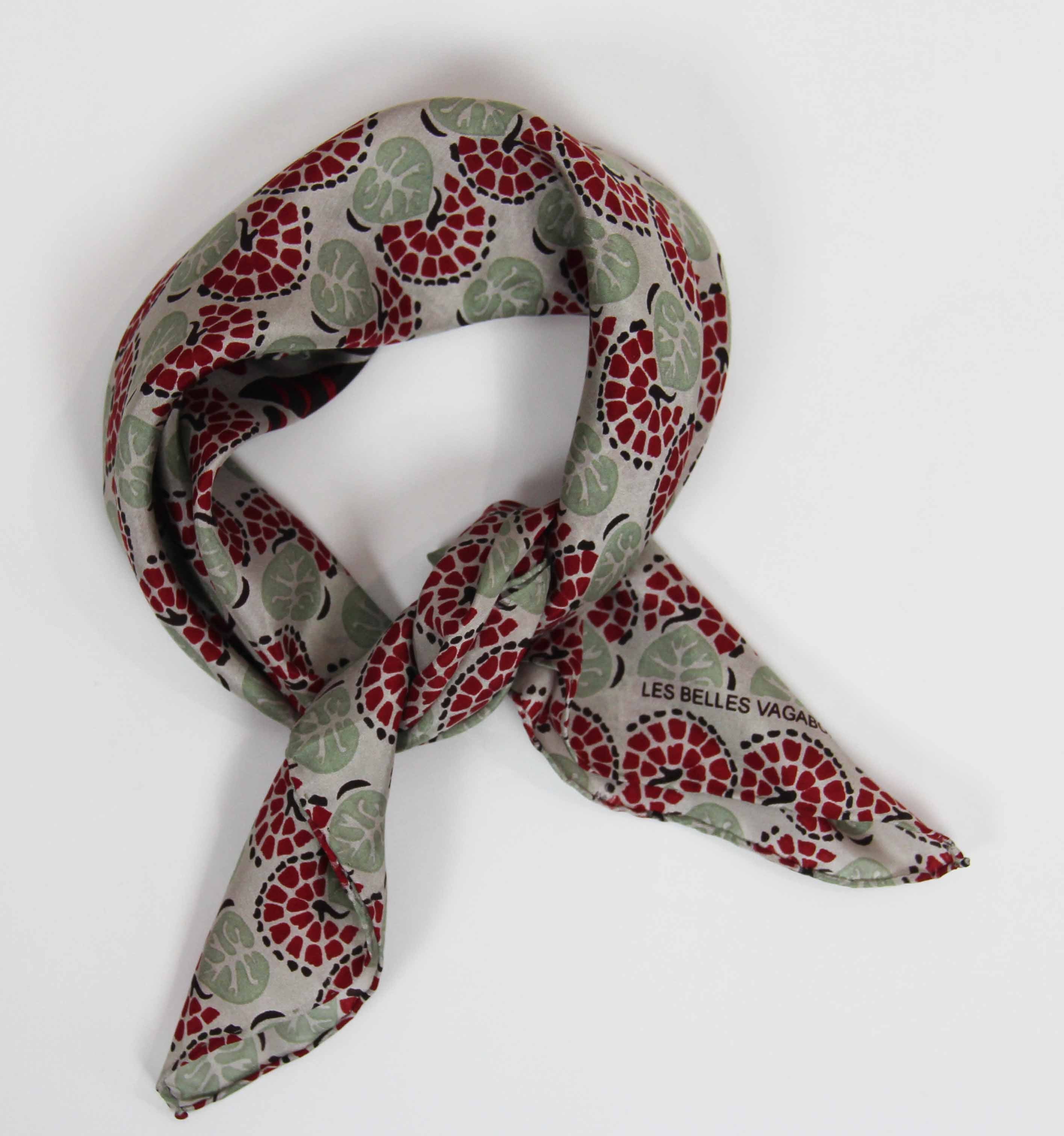 Mini Volubile Bordeaux Silk Scarf - White