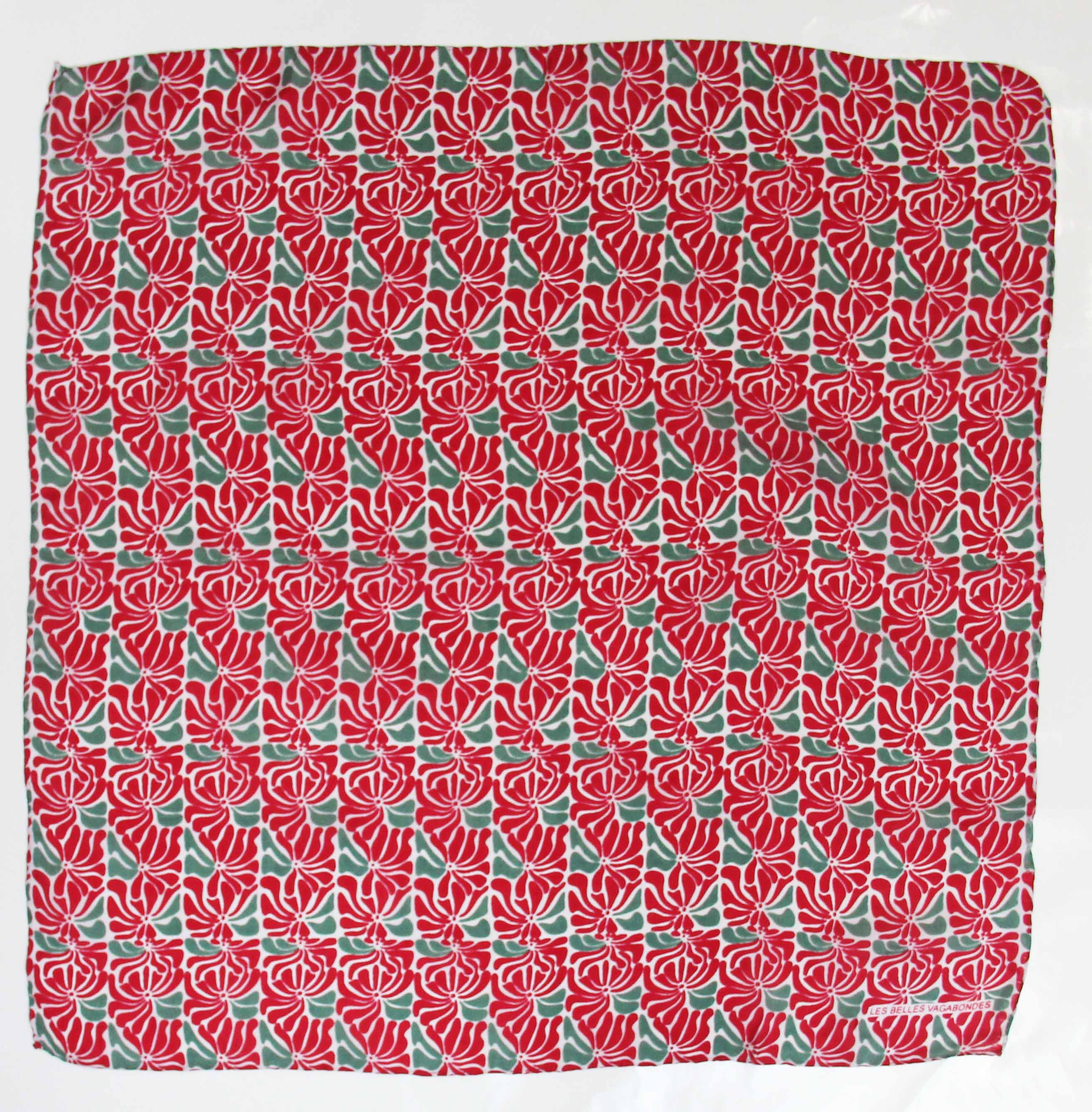 Mini Plumeria Silk Scarf - Red