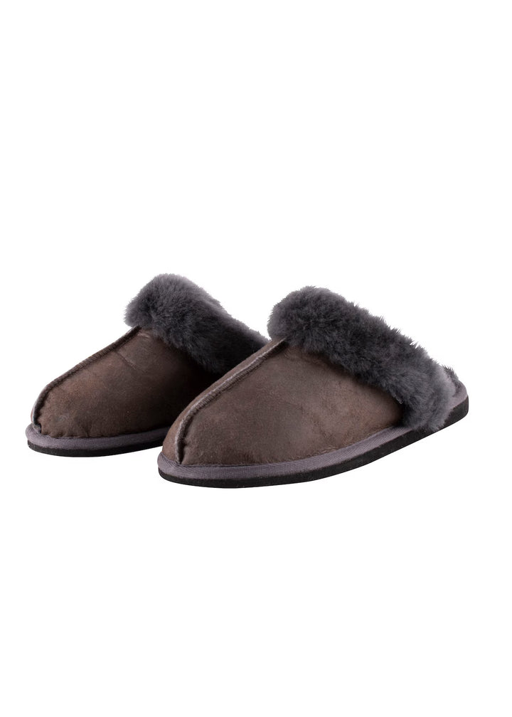 Jessica Sheepskin Slip On Slippers - Antique Asphalt