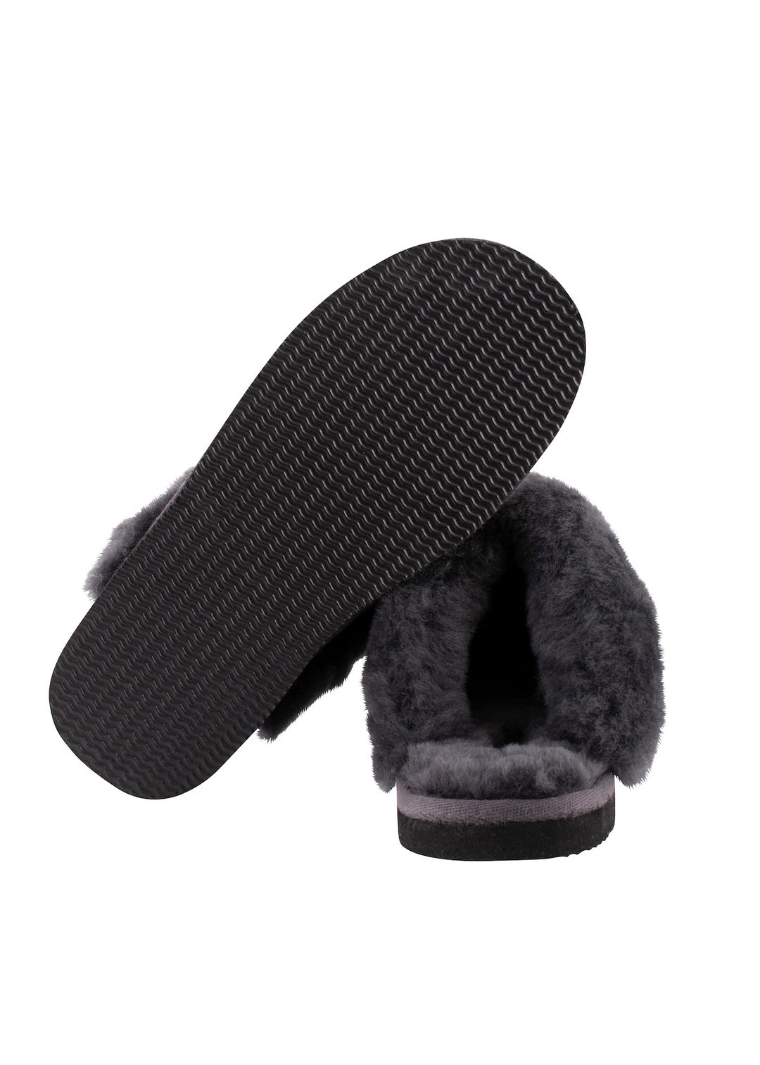 Jessica Sheepskin Slip On Slippers - Antique Asphalt
