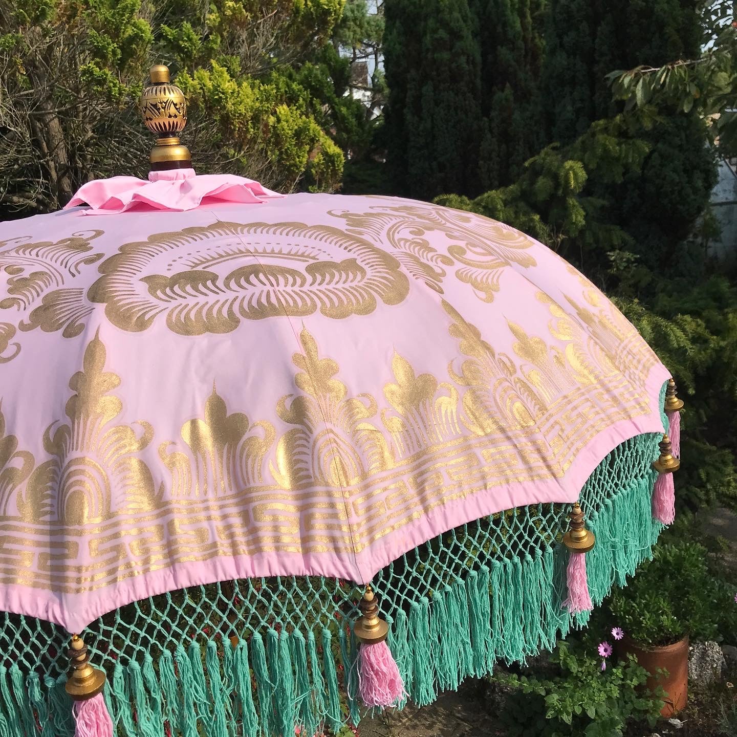 Pink, Teal & Gold Nirvana - Balinese Parasol