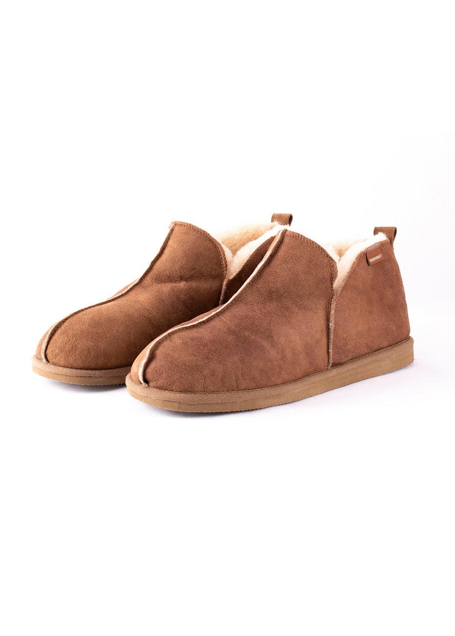 Anton Mens Sheepskin Boot Slippers - Antique Cognac