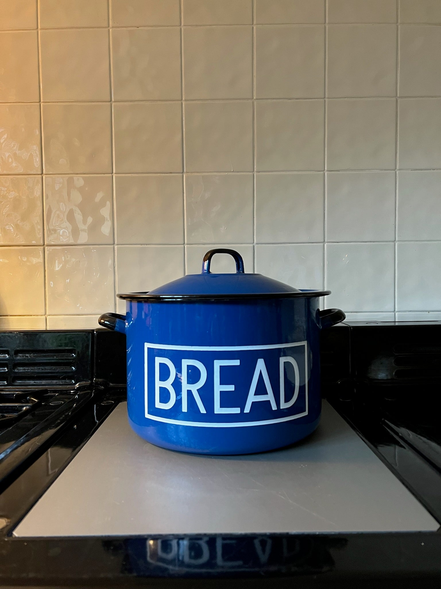 Vintage Blue Enamel Bread Bin