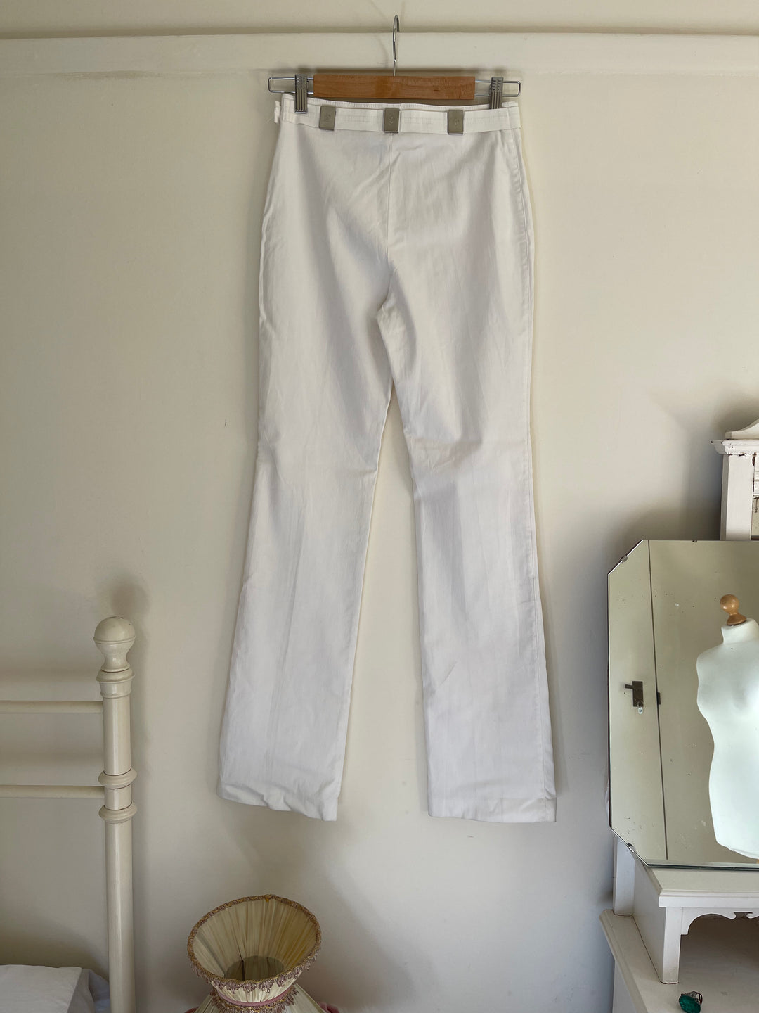 Vintage White Straight leg Trousers by Roccobarocco Jeans Italy