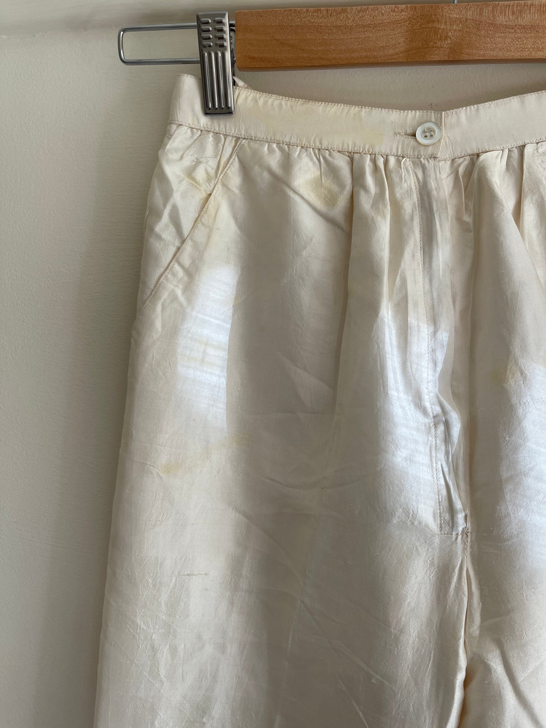 Vintage Off-White Silk Trousers by Ted Lapidus Paris