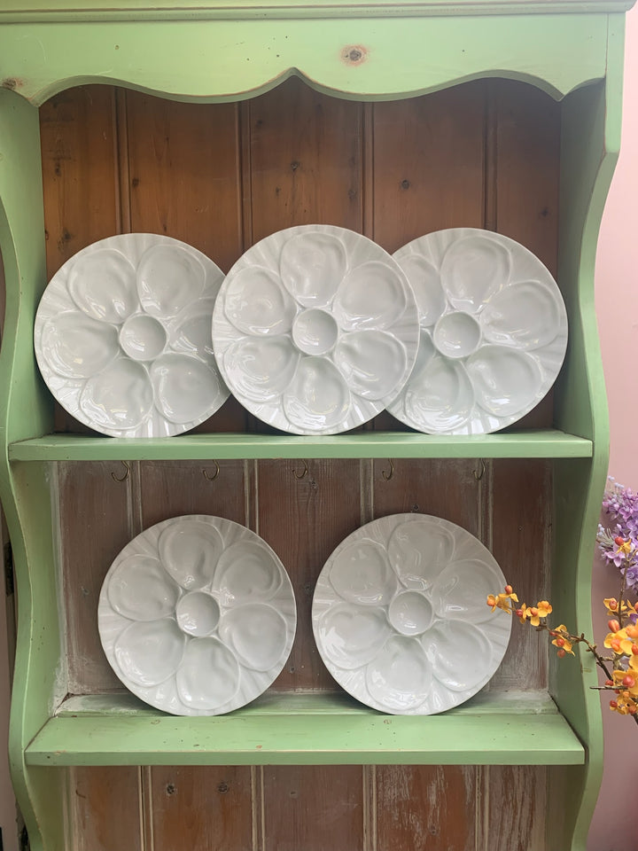 Five French Vintage Porcelain Oyster Plates