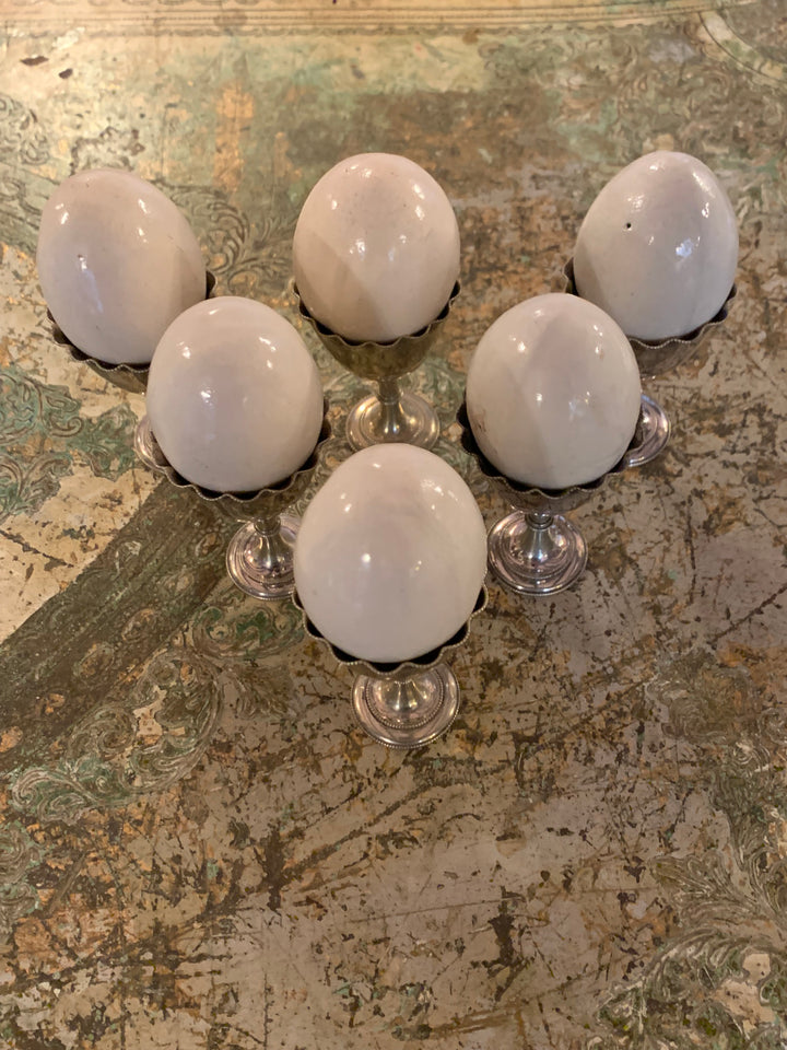 Antique Ceramic Eggs, Rare Set of Six.