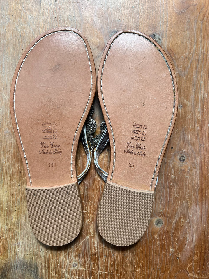 Embellished Strappy Silver Leather Musa Sandals