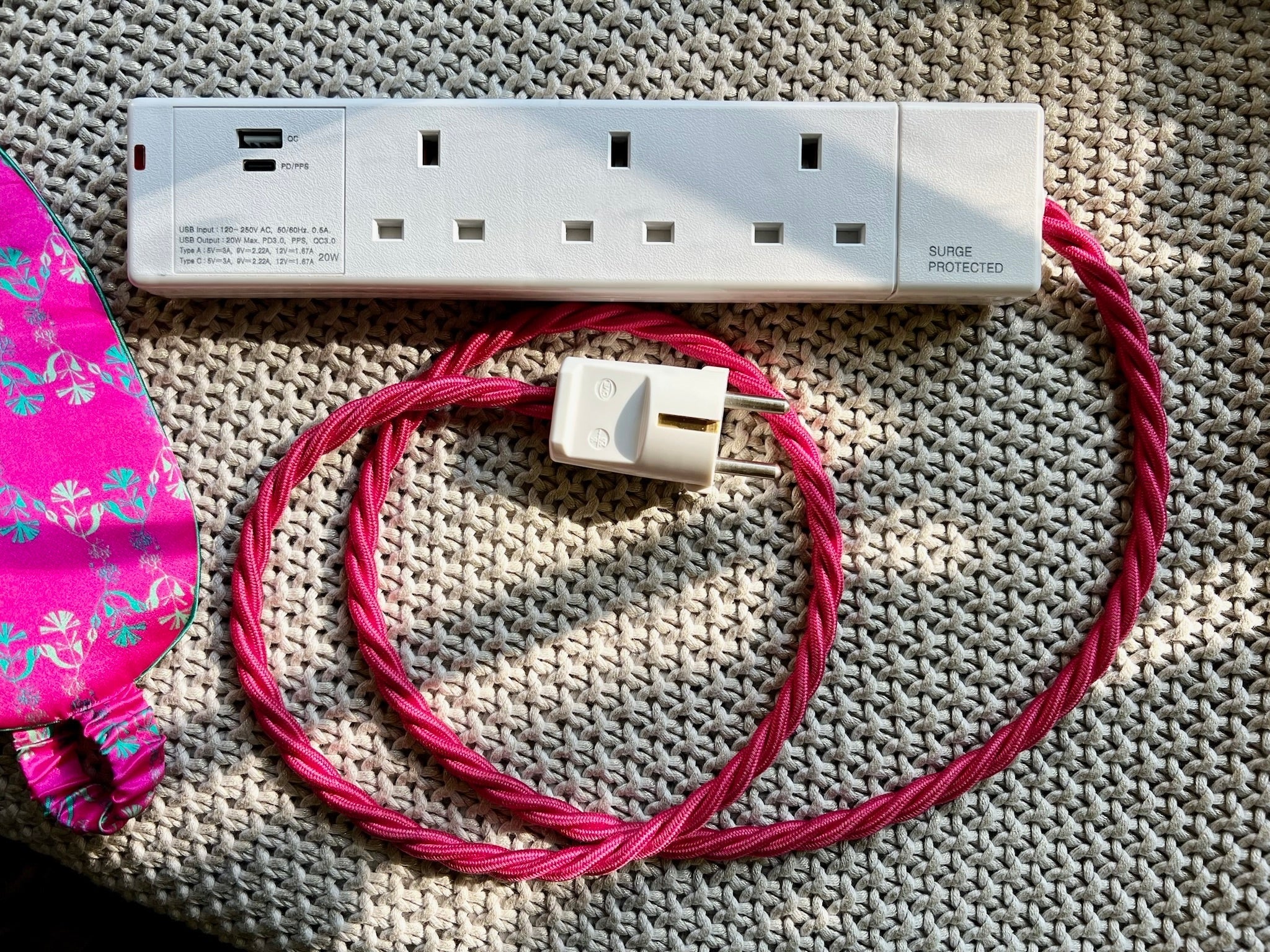 European Travel Adaptor in White 3 Sockets