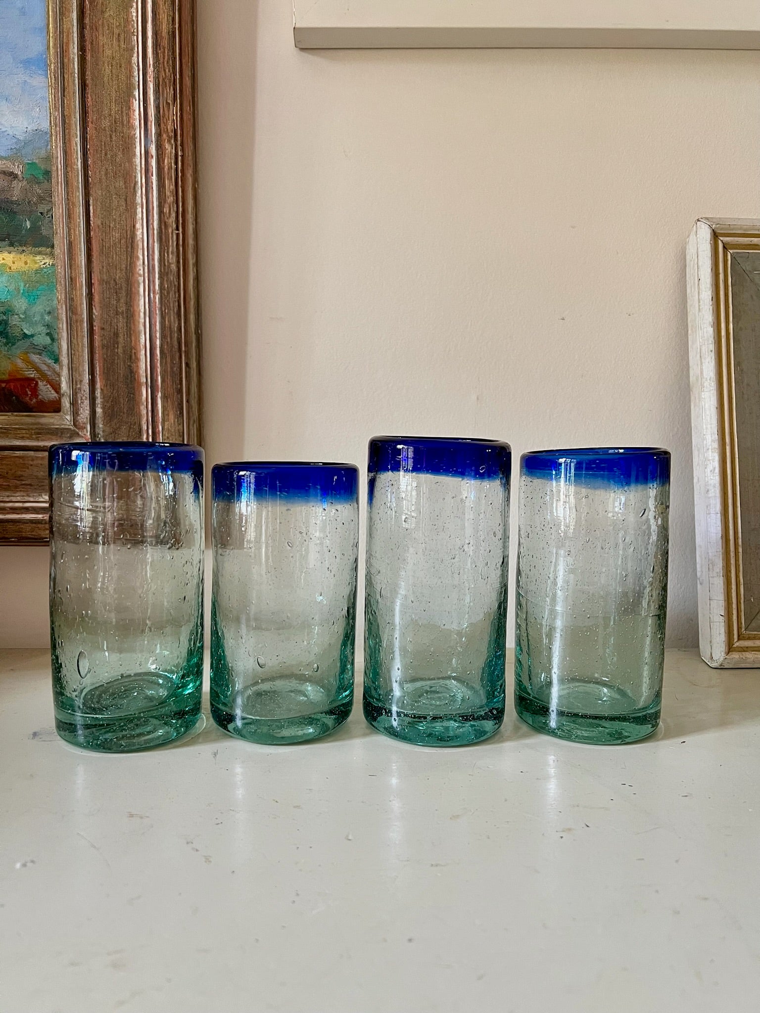 Set Of Four Contemporary Hand Blown Tumblers