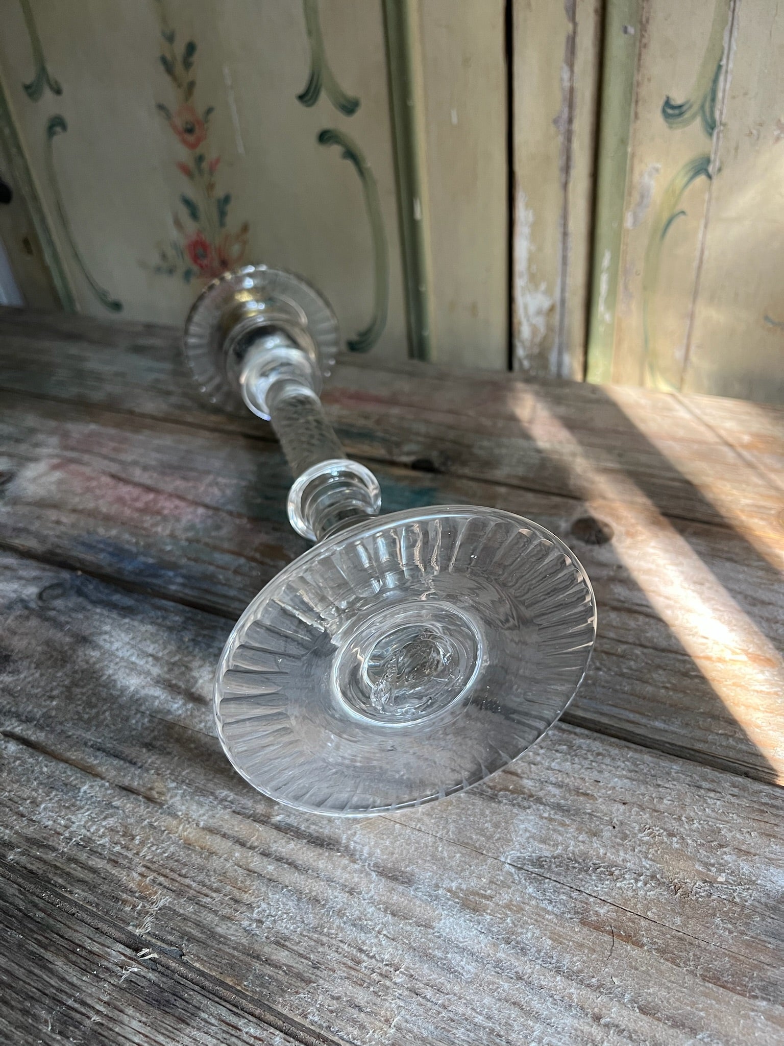 Victorian Cut Glass Candlestick Lamp Base