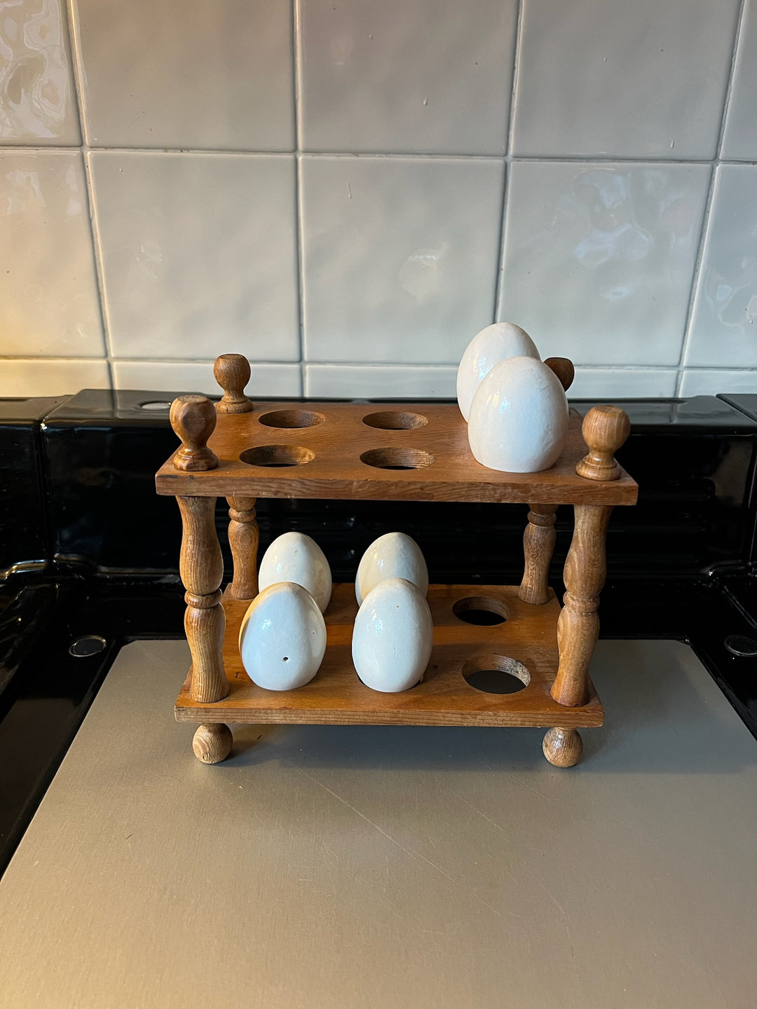 VINTAGE WOODEN EGG RACK