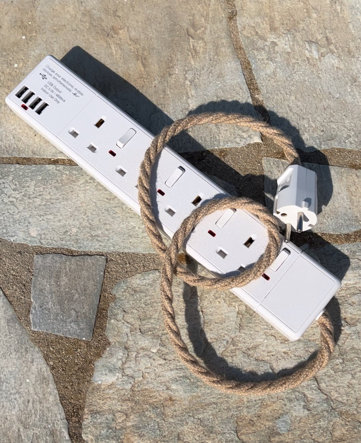 European Travel Adaptor in White USB 4 Sockets
