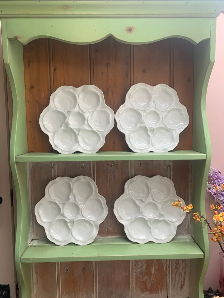 Four Vintage Porcelain French Oyster Plates