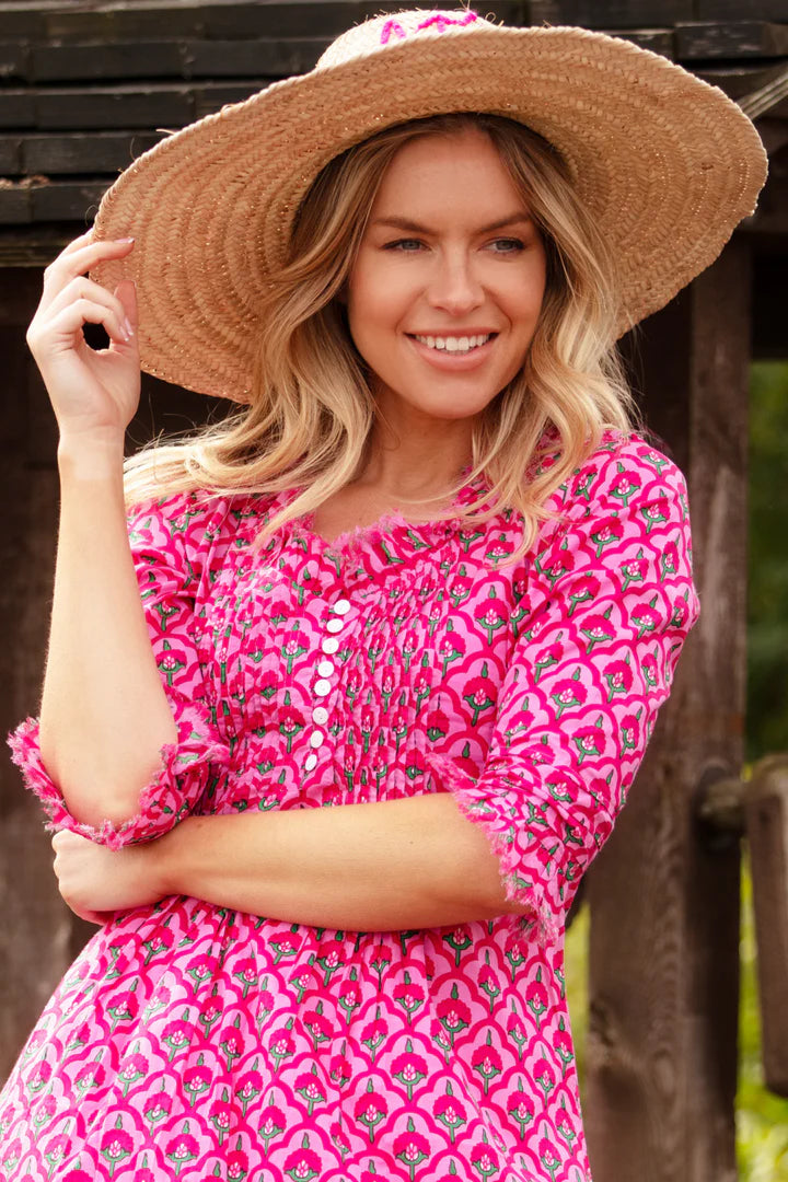 Cotton Annabel Tunic • Pink &amp; Green Morrocan