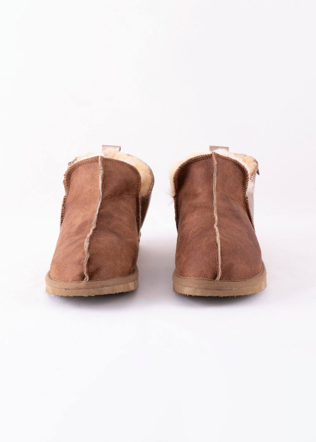 Annie Sheepskin Booties Slippers - Antique Cognac &amp; Gold
