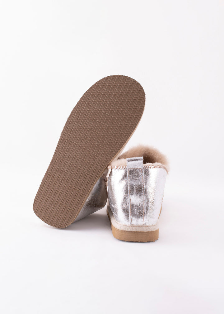 Annie Sheepskin Booties Slipper - Honey &amp; Silver
