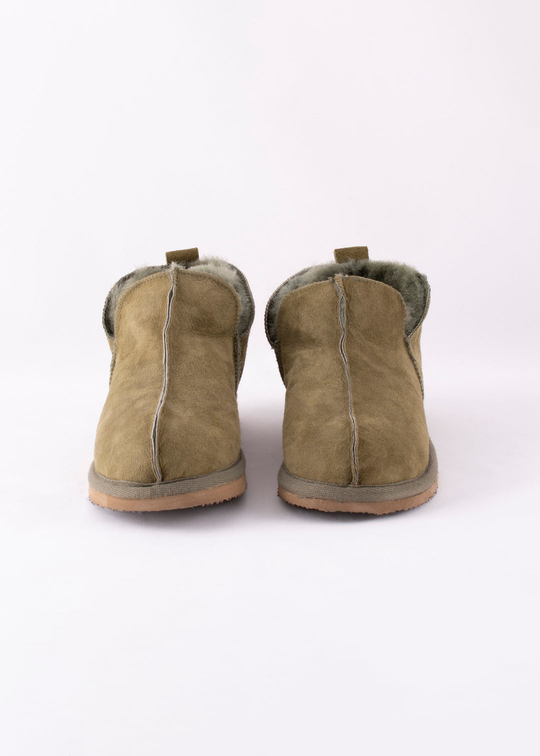 Annie Sheepskin Booties Slippers - Olive
