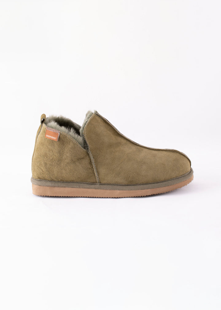 Annie Sheepskin Booties Slippers - Olive