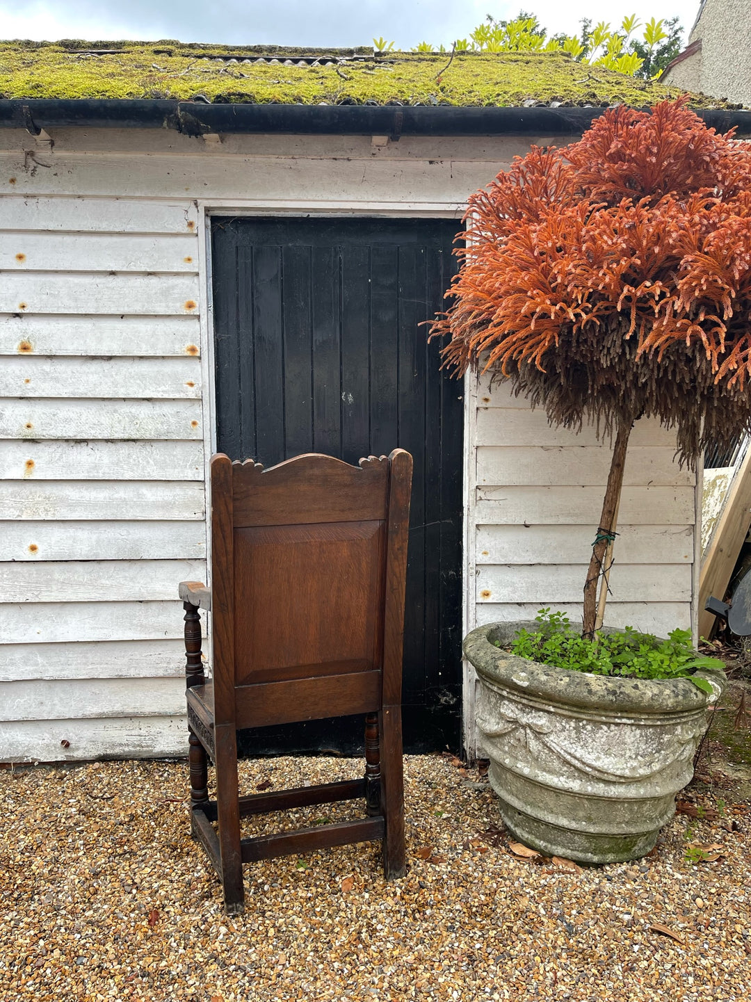 Antique Carved Dragon Wainscot Chair