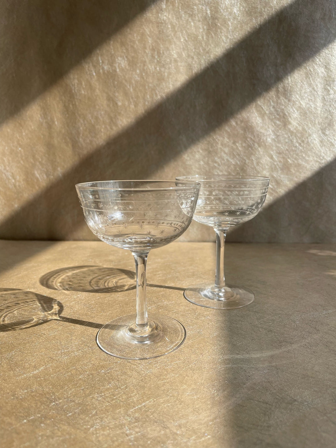 Antique Cut Star &amp; Dot Crystal Coupes