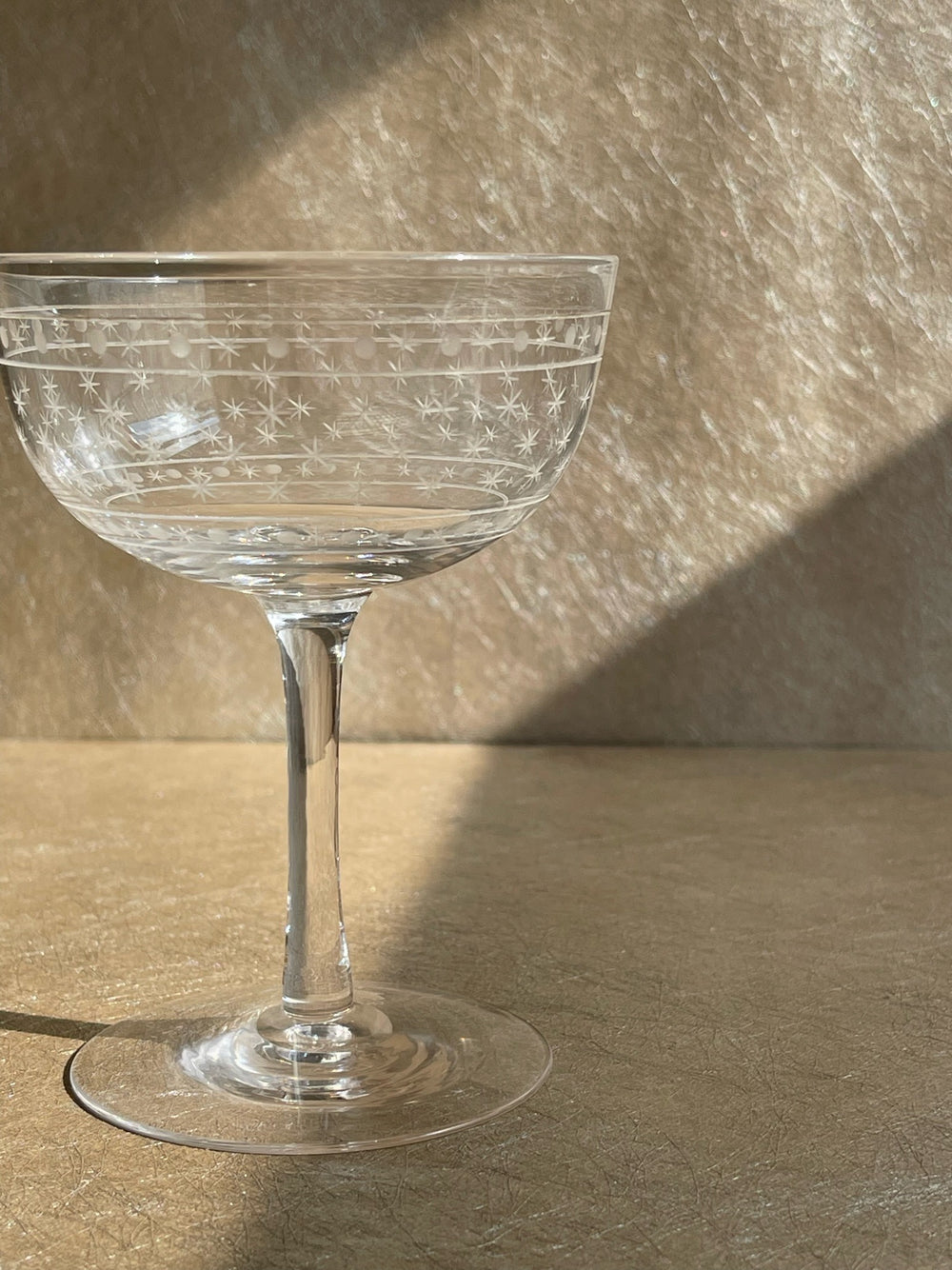 Antique Cut Star & Dot Crystal Coupes
