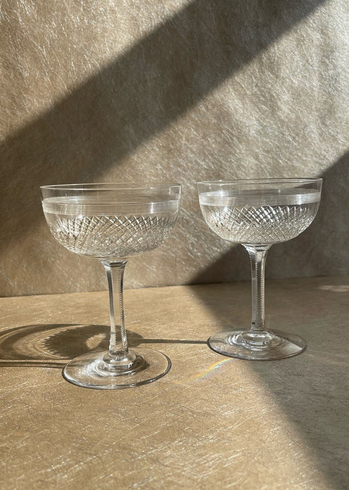 Antique Exquisite Cut Crystal Coupes