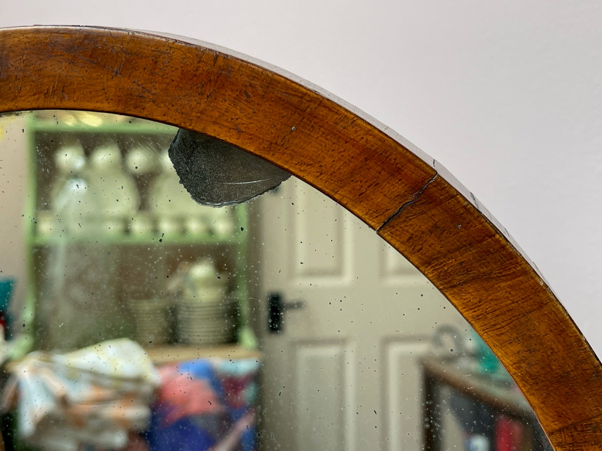 Antique Oval Walnut Table Mirror