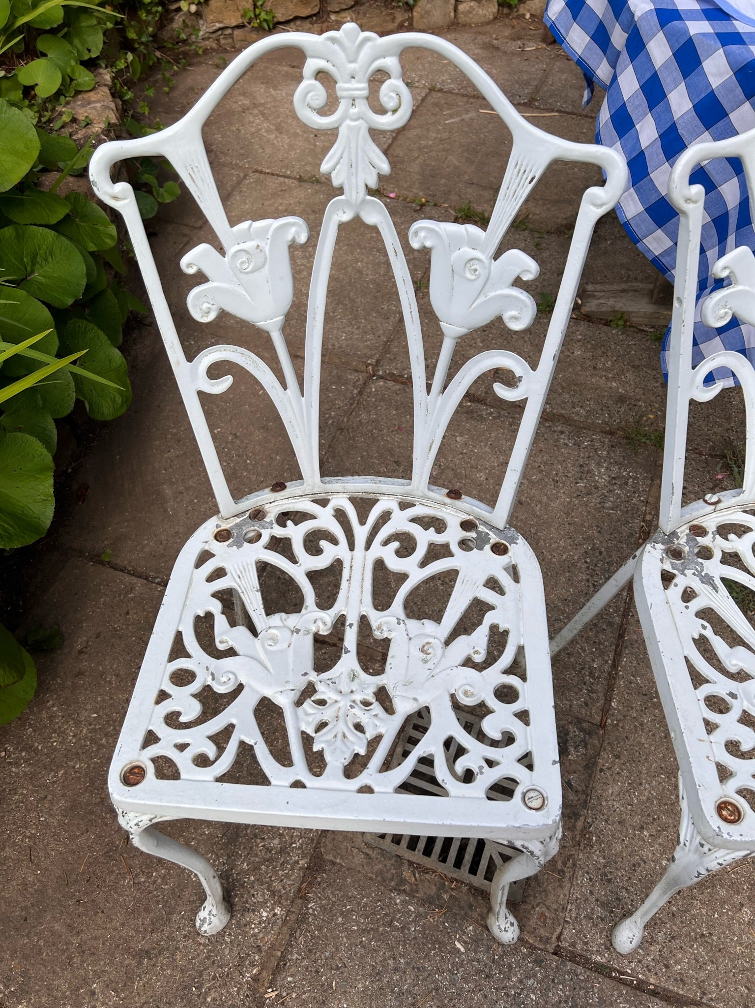 Antique White French Cast Aluminium Dining Chairs - Set of 4